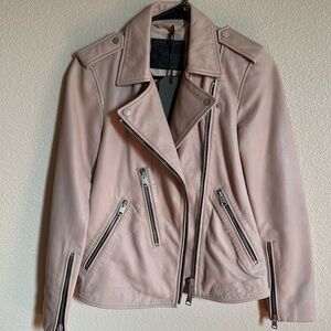 New ALLSAINTS 100% Leather BikerJacket. Pale Pink. Size 2.